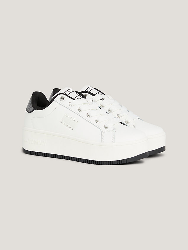 white animal print flatform trainers for women tommy jeans