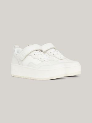 White platform hot sale trainers leather