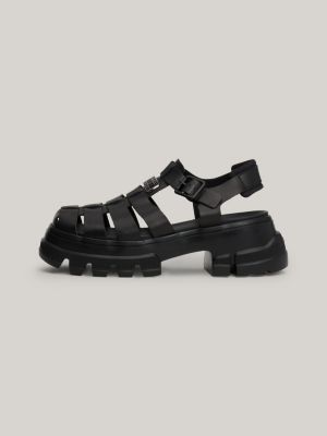 Leather Chunky Sole Fisherman Sandals | Black | Tommy Hilfiger