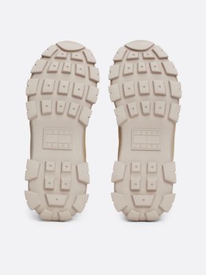 beige klobige hybrid-stiefelette aus leder für damen - tommy jeans