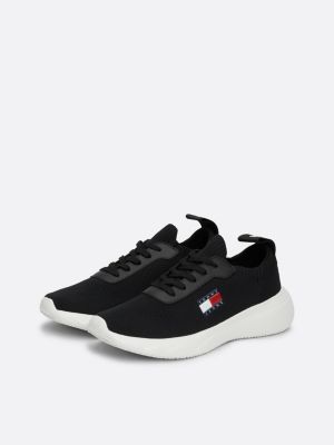 zapatillas de punto de estilo running negro de mujeres tommy jeans