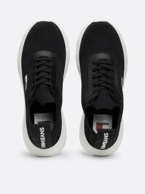 scarpe running in maglia con logo nero da donne tommy jeans