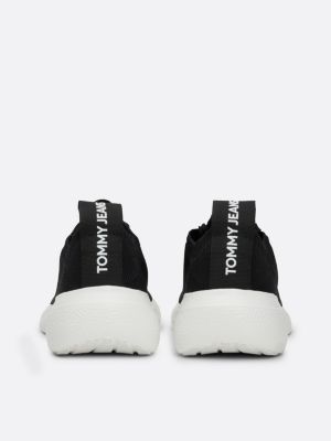 zapatillas de punto de estilo running negro de mujeres tommy jeans