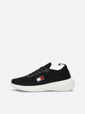 zapatillas de punto de estilo running negro de mujeres tommy jeans