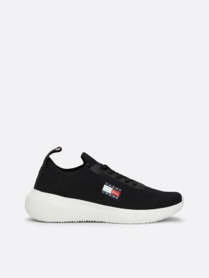 scarpe running in maglia con logo nero da donne tommy jeans