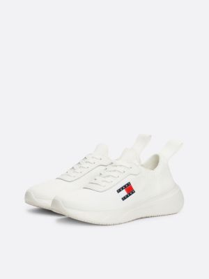 zapatillas de punto de estilo running blanco de mujeres tommy jeans