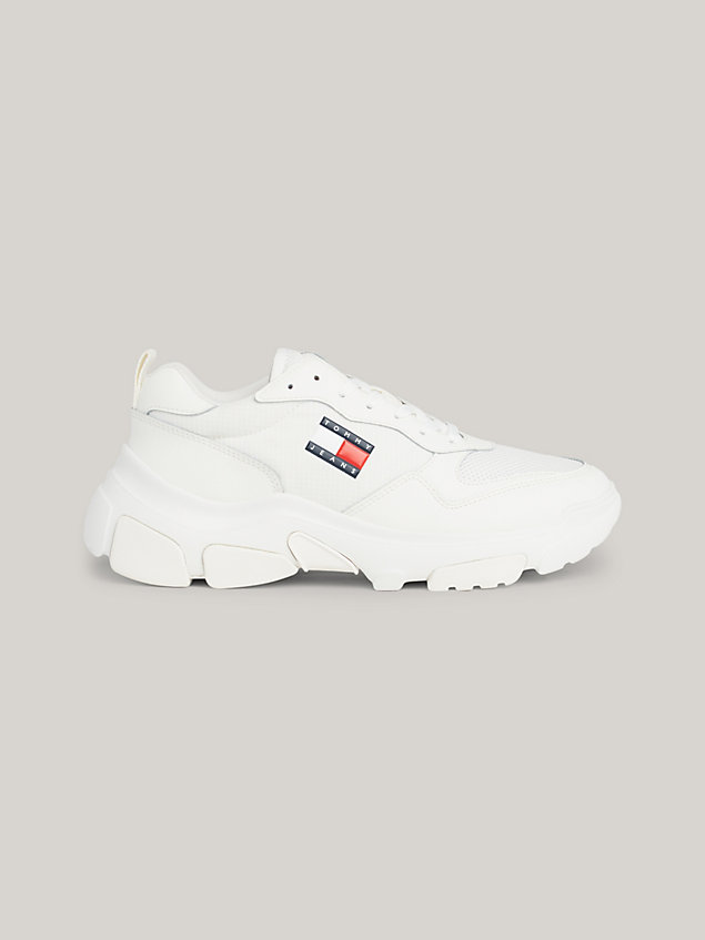 white leather hybrid chunky sole trainers for women tommy jeans