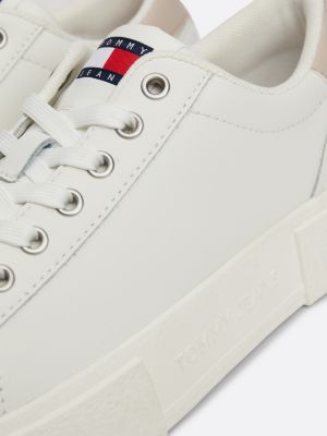 sneakers in pelle con suola alta bianco da donne tommy jeans