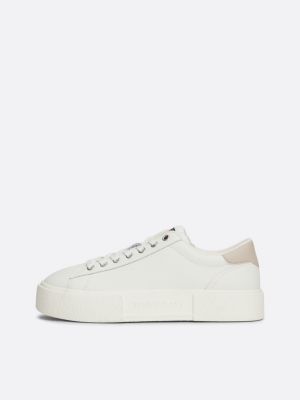 sneakers in pelle con suola alta bianco da donne tommy jeans