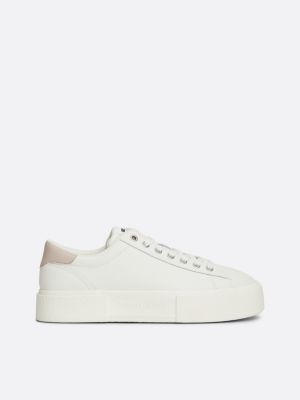 sneakers in pelle con suola alta white da donne tommy jeans