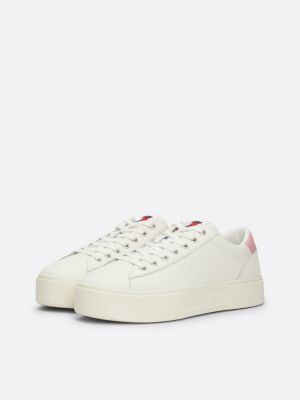 sneakers in pelle con suola alta bianco da donne tommy jeans