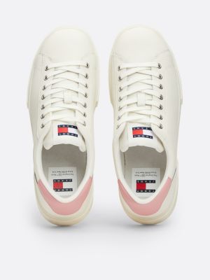 sneakers in pelle con suola alta bianco da donne tommy jeans