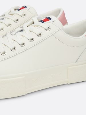 sneakers in pelle con suola alta bianco da donne tommy jeans