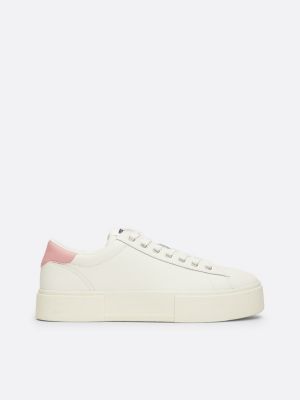 Leather Foxing Flatform Trainers | White | Tommy Hilfiger