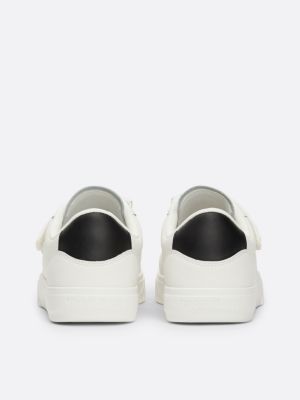 white leather hook and loop strap trainers for women tommy jeans