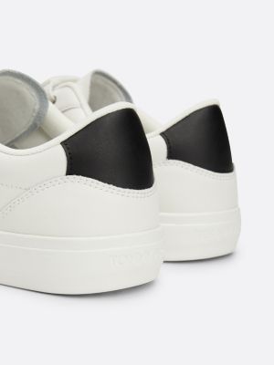 white leather hook and loop strap trainers for women tommy jeans