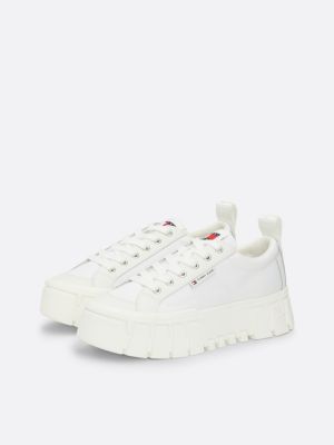 white cleat platform leather trainers for women tommy jeans