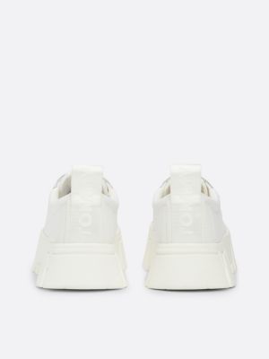 wit leren platformsneaker met profiel voor dames - tommy jeans