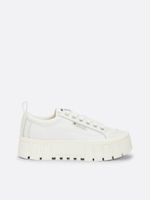 white cleat platform leather trainers for women tommy jeans