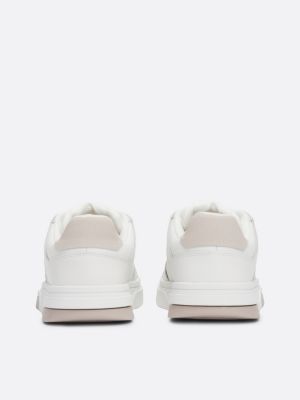 beige the brooklyn leather lace-up trainers for women tommy jeans