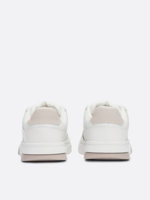 white the brooklyn leather lace-up trainers for women tommy jeans