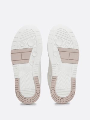 beige the brooklyn leather lace-up trainers for women tommy jeans