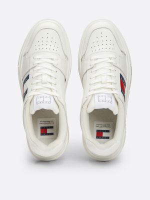 white the brooklyn leather lace-up trainers for women tommy jeans