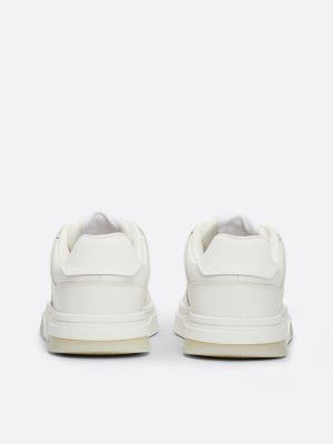 white the brooklyn leather lace-up trainers for women tommy jeans