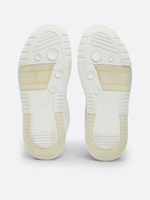 white the brooklyn leather lace-up trainers for women tommy jeans