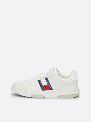 white the brooklyn leather lace-up trainers for women tommy jeans