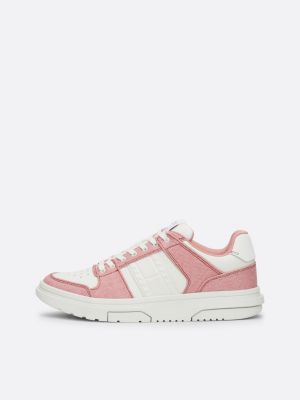 sneakers the brooklyn con mix di texture rosa da donne tommy jeans