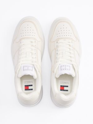 sneakers the brooklyn con mix di texture bianco da donne tommy jeans