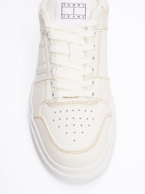 sneakers the brooklyn con mix di texture bianco da donne tommy jeans