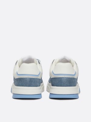 sneakers the brooklyn in pelle effetto denim blu da donne tommy jeans