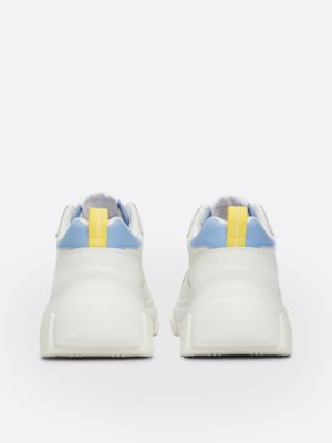 blue lightweight contrast leather hybrid runner trainers for women tommy jeans