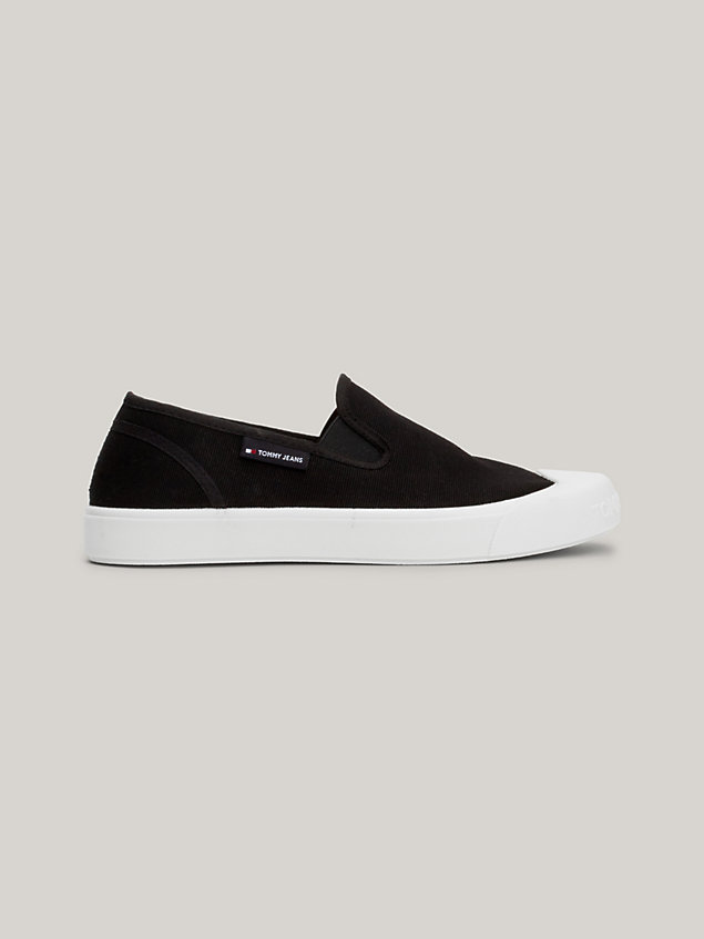 black slip-on canvas bumper trainers for women tommy jeans