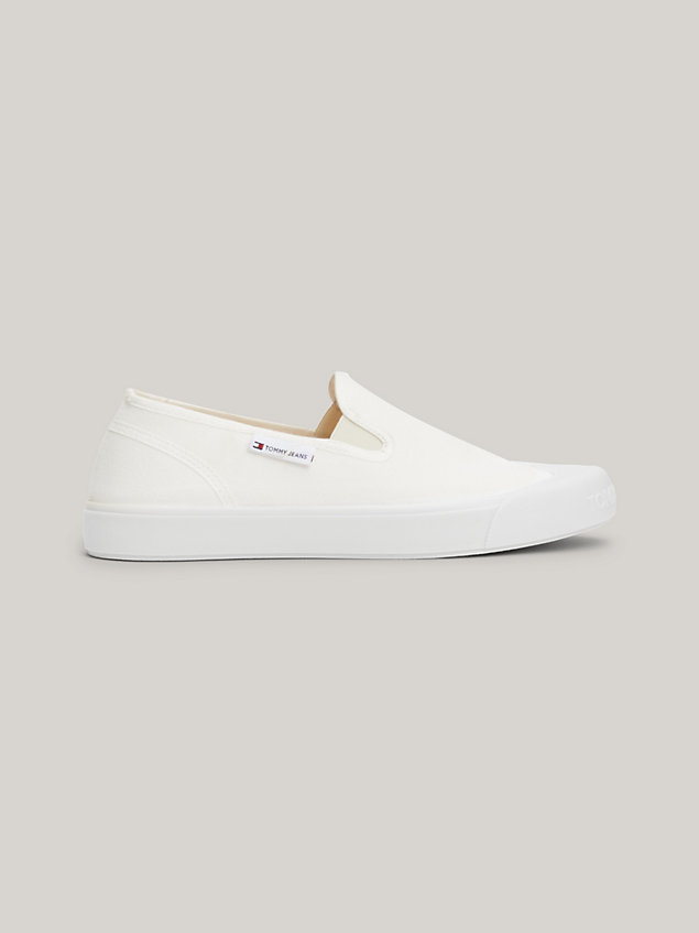 white slip-on canvas bumper trainers for women tommy jeans