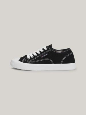 Canvas Logo Lace-Up Trainers | Black | Tommy Hilfiger