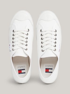 Canvas Logo Lace-Up Trainers | White | Tommy Hilfiger