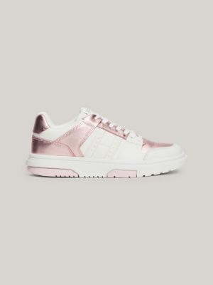 rosa the brooklyn ledersneaker mit metallic-finish für damen - tommy jeans