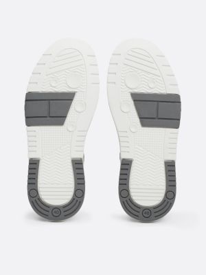grey the brooklyn metallic leather trainers for women tommy jeans