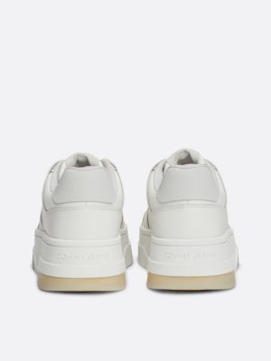 sneakers the brooklyn in pelle con suola alta bianco da donne tommy jeans