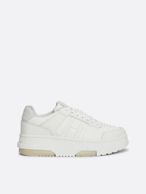 white the brooklyn leather flatform trainers for women tommy jeans