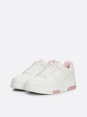 sneakers the brooklyn in pelle con suola alta bianco da donne tommy jeans