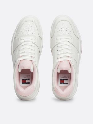 sneakers the brooklyn in pelle con suola alta bianco da donne tommy jeans