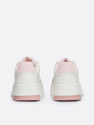 sneakers the brooklyn in pelle con suola alta bianco da donne tommy jeans