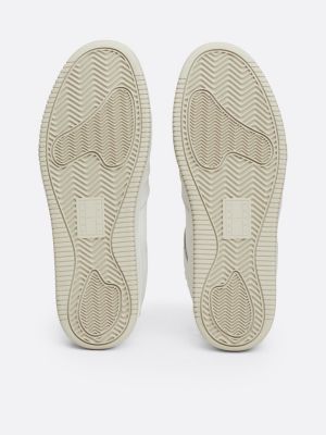 white warm lined leather basketball trainers for women tommy jeans