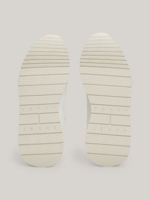 baskets de running en cuir à doublure chaude blanc pour femmes tommy jeans