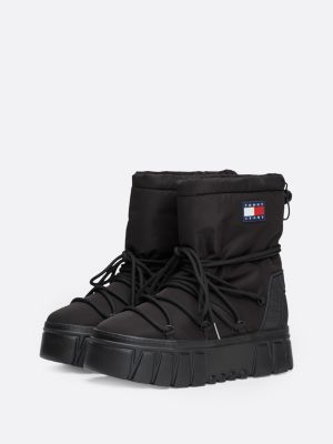 black warm lined hybrid snow boots for women tommy jeans