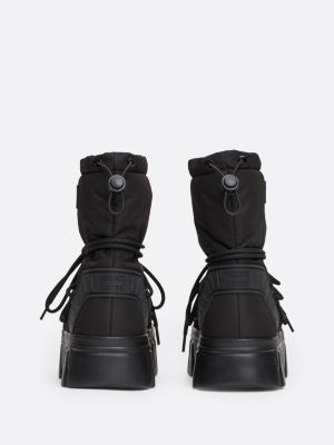 black warm lined hybrid snow boots for women tommy jeans